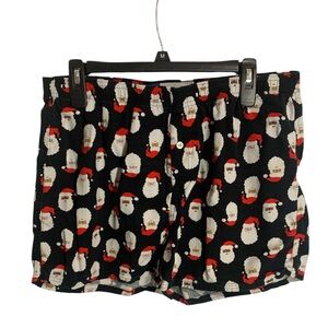 Old Navy Mens Flannel Pajama Boxer Shorts Size Large Santa Print Preowned